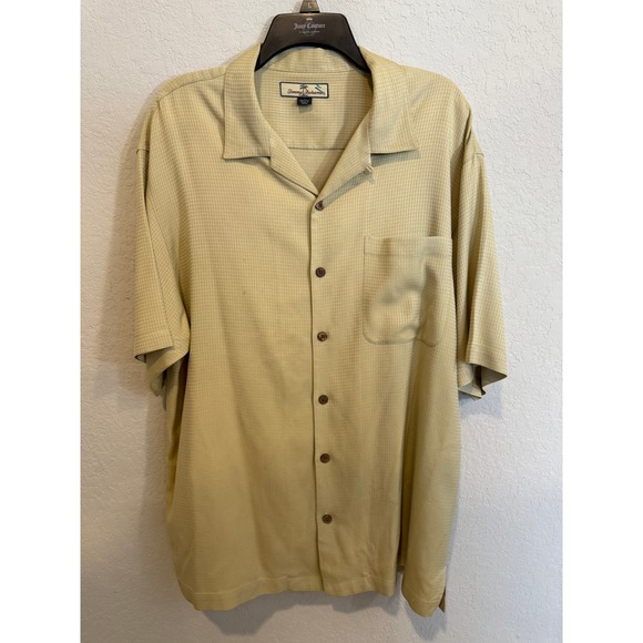Tommy Bahama silk s/s tan shirt size‎ Large  button up - Picture 1 of 6